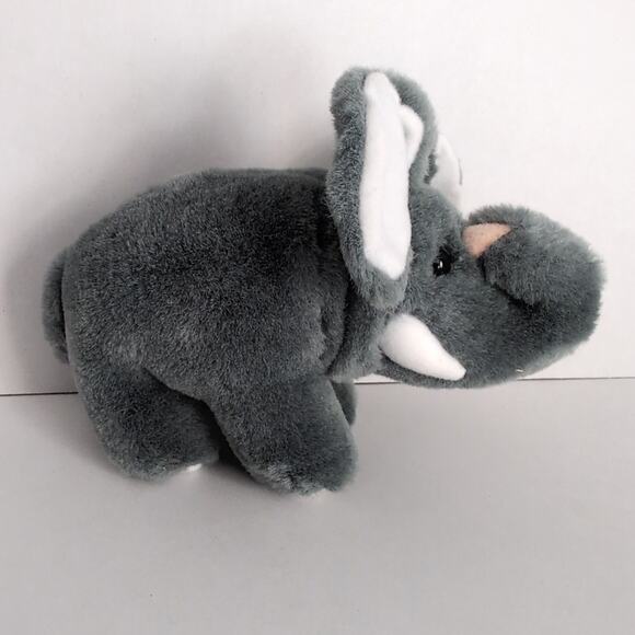 Vintage K&M International Grey Elephant Swivel Head Plush Lucky Trunk Up 1992 - Picture 2 of 11